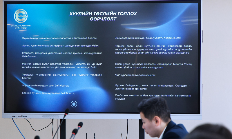 Стандартчилал, техникийн зохицуулалт, тохирлын үнэлгээ, итгэмжлэлийн тухай хуулийн төслийн шинэчлэл болон хэрэгжилтийн явцыг танилцуулах ажлын хэсгийн хуралдаан өнөөдөр /2026.05.01/ болж байна. 